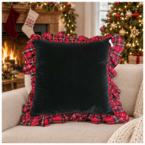 Fiori di Lena Cuscino di natale in velluto con rouches 55x55 cm 5 varianti(1 unità)