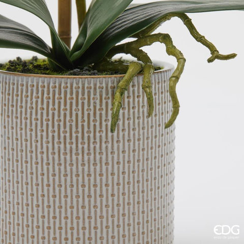 EDG Enzo De Gasperi Pianta artificiale Orchidea Phalaenopsis x2 bianco con vaso H47 cm - Angelica Home Stabia