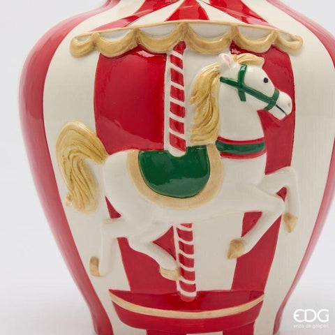 EDG Enzo de Gasperi Vaso di natale carosello ceramica D21xH26 cm
