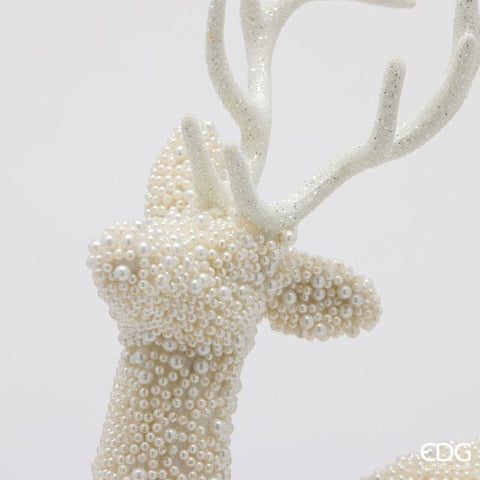 EDG Statuina natalizia Renna con perle bianco 29x14xH51 cm