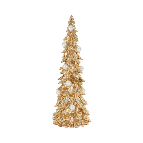 Sapin de Noël doré avec perles blanches GOODWILL H48 cm