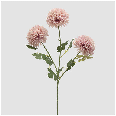 EDG Enzo de Gasperi Ramo 3 Dalia PonPon Bliss rosa artificiale con foglie H65 cm - Angelica Home Stabia