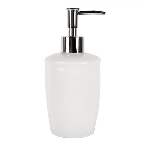 Clayre & Eef Dispenser Sapone in ceramica bianco Ø8x17 cm / 325 ml