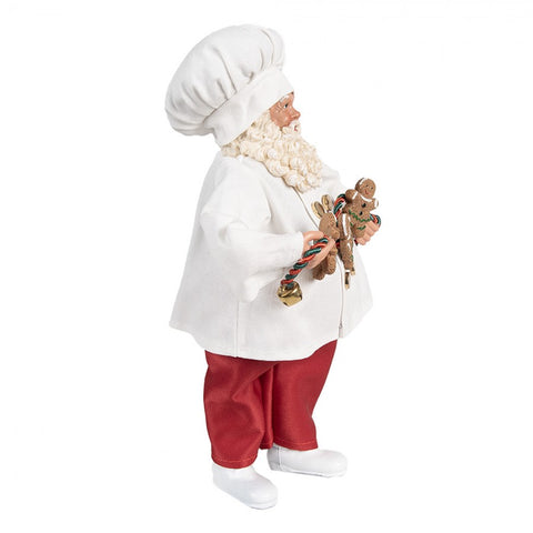 Clayre &amp; Eef Statuette de chef Père Noël en tissu 17x12xH27 cm 