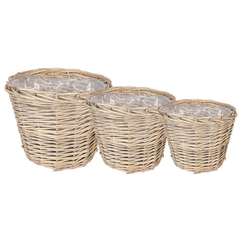 Clayre & Eef Cestino rotondo in rattan beige 3 varianti (1unità)