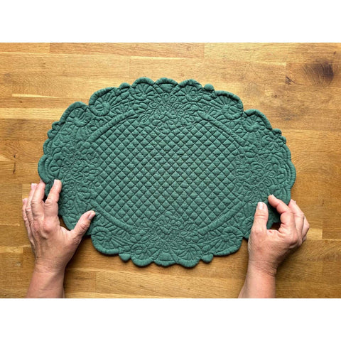 Blanc Mariclò Set of 2 oval green cotton placemats 35x50 cm