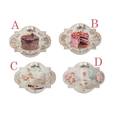 The art of Nacchi MDF picture with sweets and Shabby Chic bow 4 variants (1pc)