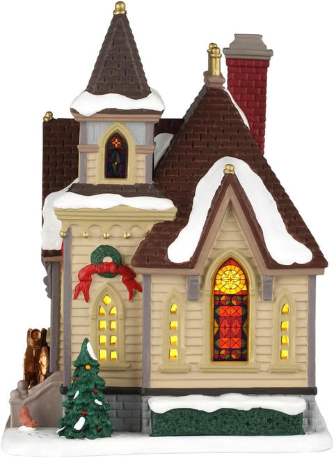 LEMAX Edificio luci led "Maple Lane Chapel" in porcellana H20x18x15 cm