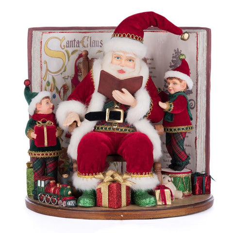 GOODWILL Père Noël avec lutins en résine "Katherine's Collection" 28 cm