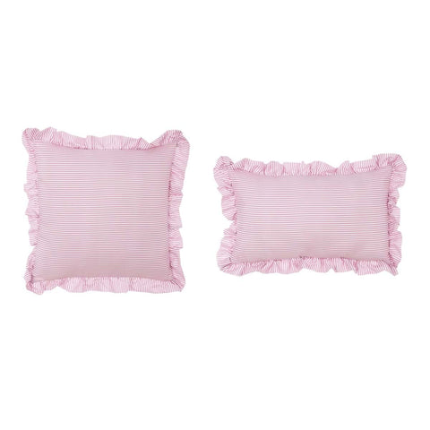 Blanc Mariclò Set of 2 pink decorative cushions with ruffle "Sogno Vichy" 30x50 cm - 45x45 cm