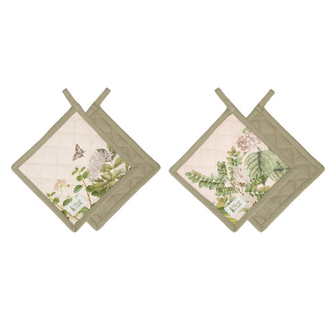 Nuvole di Stoffa Square cotton kitchen pot holder "Herbarium" Shabby Chic 18x18 cm 2 variants (1pc)