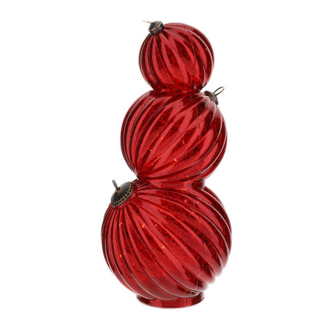 GRUPPO 3 SFERE VETRO ROSSE 17X17XH37CM