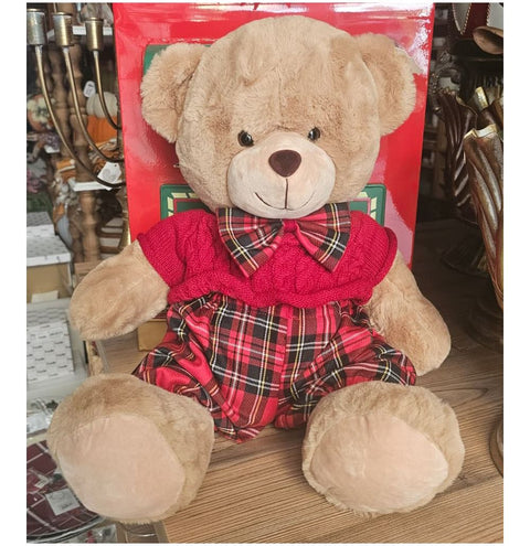 Fiori di lena Peluche Ours en peluche grand modèle de Noël avec nœud H40 cm 2 variantes (1 unité)