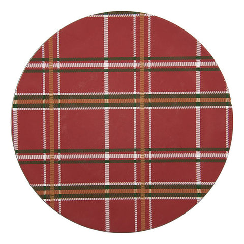 Clayre & Eef Set 6 sottopiatti natalizi con stampa scozzese plastica rosso D33xH1cm