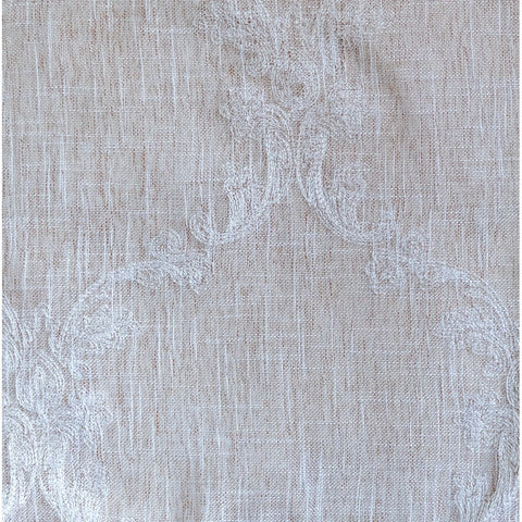 Blanc Mariclò Lot de deux rideaux beiges avec broderie damassée, Shabby Chic 140x290 cm