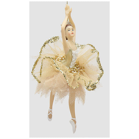 EDG Ballerina con abito tulle oro decorazione natalizia H17 cm 3 varianti (1unità)