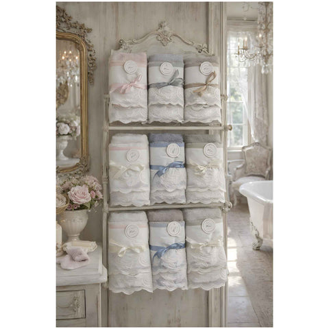 Mia per te Lot de 2 serviettes en coton éponge avec broderie « Verbena » 6 variantes (2 unités)