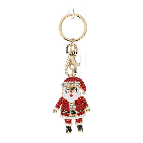 Hervit Porte-clés Père Noël avec strass en métal avec boîte cadeau 4x13 cm