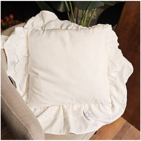 Clodette Lot de 2 coussins de chaise et dentelle San Gallo "Lulù" 40x40+15 cm 2 variantes (2pcs)