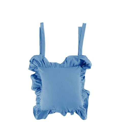 Clodette Lot de 2 coussins de chaise à volants "Daily Panama" 42x42+16 cm