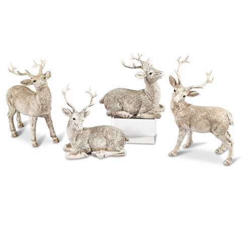 Formano Christmas Statuette White Deer in Stone 4 Variants (1pc)