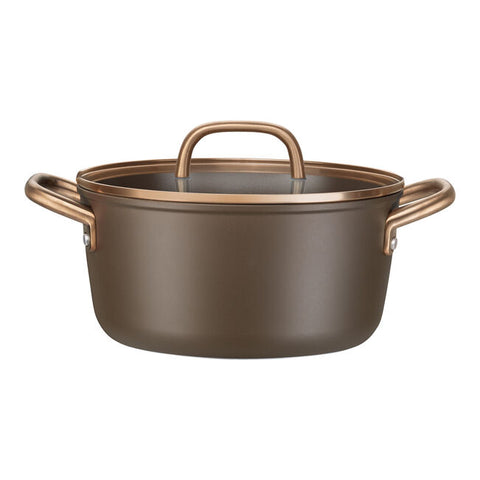 ZWILLING Milano Casseruola in alluminio marrone + coperchio in vetro, CERAFORCE Titanium 24 cm