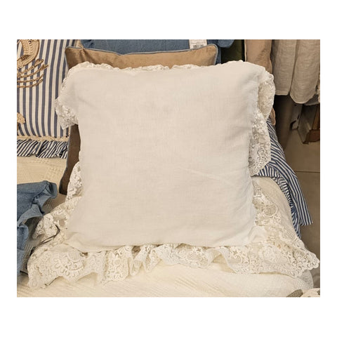 Chez Moi Cushion Cover with Lace and Ruffle "Provence Romantique" 50x50 cm