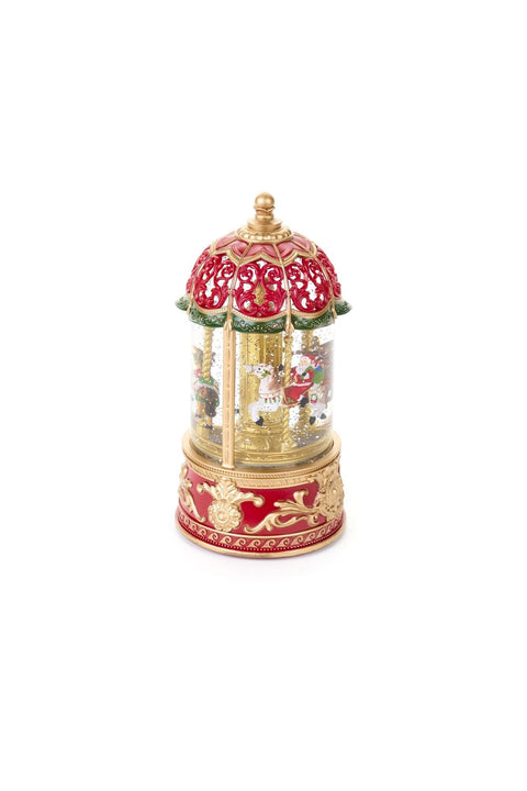 Carrousel de Noël en tissu avec lumières LED et musique, D11,4 x H22,2 cm