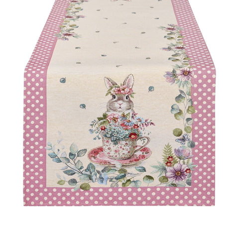 Nuvole di Stoffa Runner Tè di pasqua in jacquard "Storie Fiorite" 35x100 cm