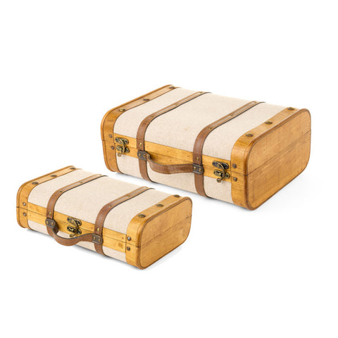 Nuvole di Stoffa Lot de 2 valises de rangement en bois 35x24x12 - 40x30x16 cm