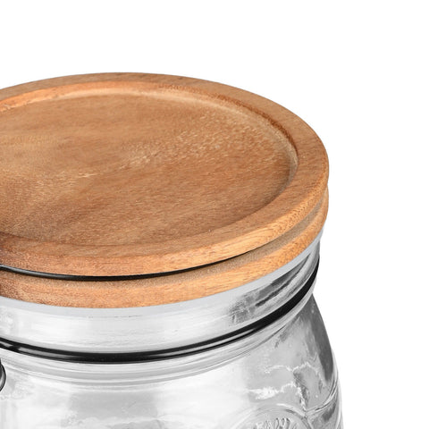 Estia Home Pot de cuisine en verre avec couvercle en bois "Allure" 11x11xH11.5 cm