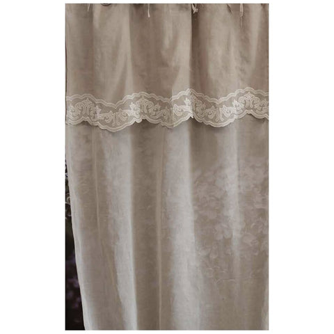 L'Atelier 17 Linen blend curtain with "Soleil Decor" Shabby Chic embroidery 140x290 cm