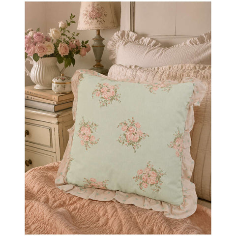 L'Atelier 17 Coussin décoratif en coton avec volant "Charlotte" 45x45 cm 2 variantes (1 unité)