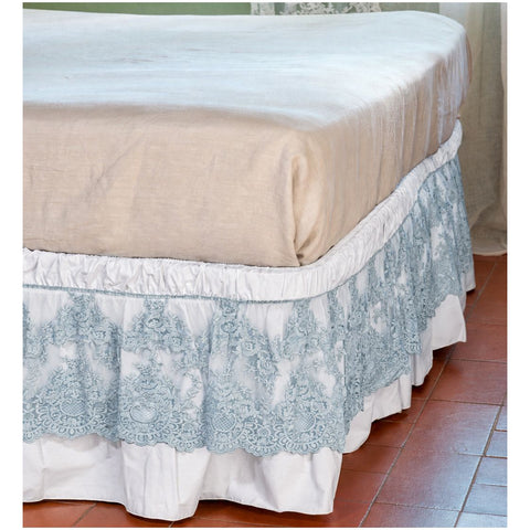 Chez Moi Gonna per letto matrimoniale in percalle di cotone e pizzo Provenza 180x200 cm 3 varianti(1 unità)
