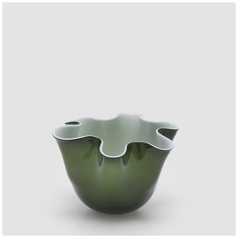 Vase Drappo vert foncé en verre Edg Enzo de Gasperi D17xH14 cm