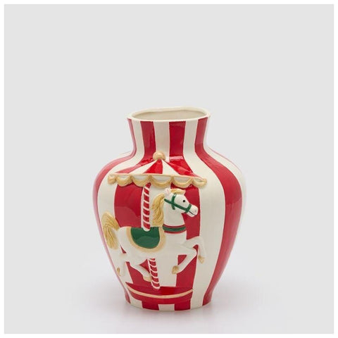 EDG Enzo de Gasperi Vaso di natale carosello ceramica D21xH26 cm