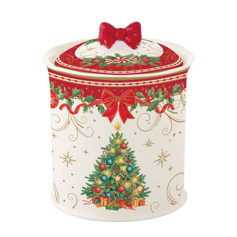 Easy Life Barattolo di natale in porcellana + box "Christmas Heritage" D11xH14 cm