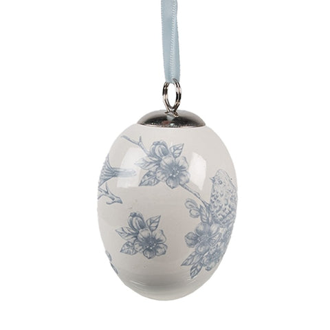 Clayre & Eef Uova di pasqua in ceramica decorativa con fiori da appendere D6xH8 cm