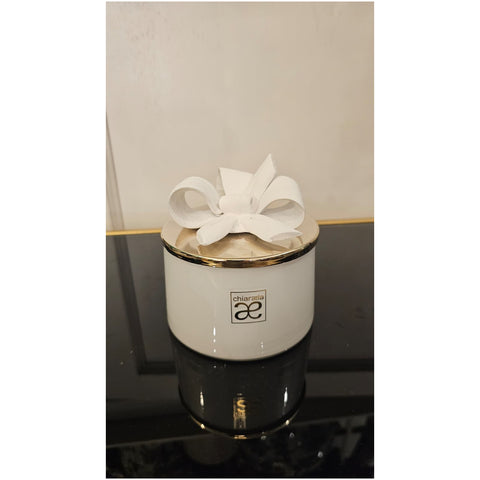 Chiaraela Scatola rotonda Eli grande fiocco D10xH11 cm 4 varianti(1 unità)