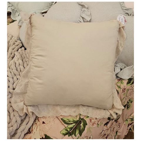 L'Atelier 17 Cuscino arredo con pizzo San Gallo "Fiorellino" 40x40 cm 4 varianti(1 unità)