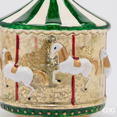 EDG Enzo De Gasperi Decoro Carillon giostra carosello Led e glitter con musica D15 H17 cm