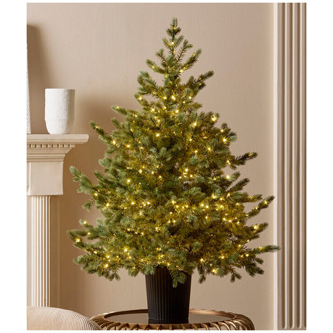 EDG Silver pine Christmas tree with vase and 480 LED lights H120xD99 cm