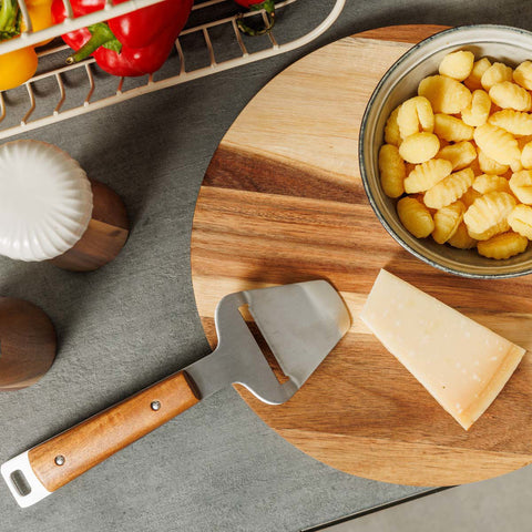 Estia Home Coupe-fromage en acier inoxydable, manche en bois "Allure" 24x7.5 cm
