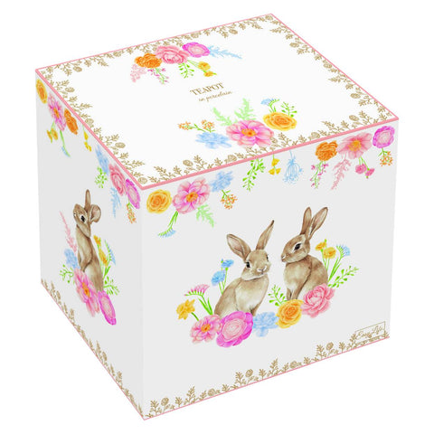 Easy Life Teiera di pasqua in porcellana con coniglio e fiori "Tres Jolie" 900 ml