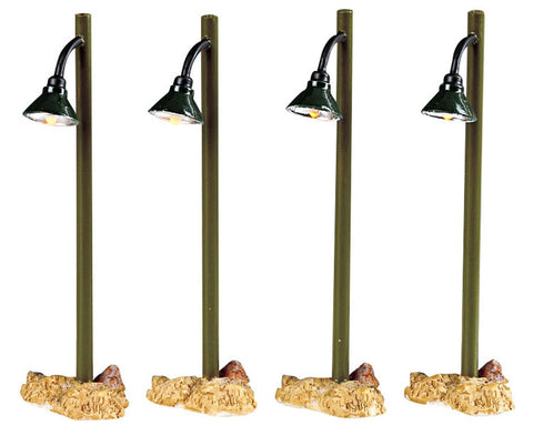 LEMAX Set of 4 Rustic Street Lamps, Resin, H10.4 cm