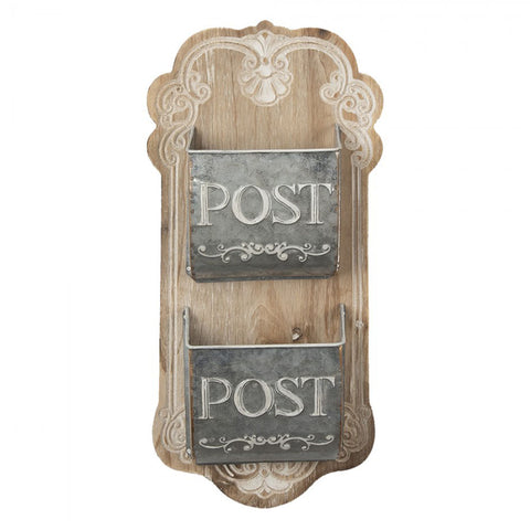 Clayre & Eef Porta lettere legno e metallo anticato 26x10x53 cm