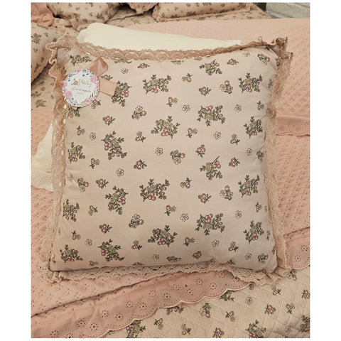 L'Atelier 17 Cuscino arredo in microfibra e pizzo "Cuor di Magnolia" 40x40 cm