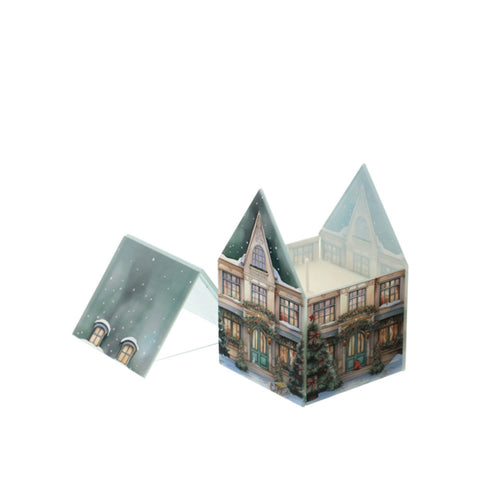 Pot à bougie de Noël en verre Hervit « Cottage » D9 x H13 cm