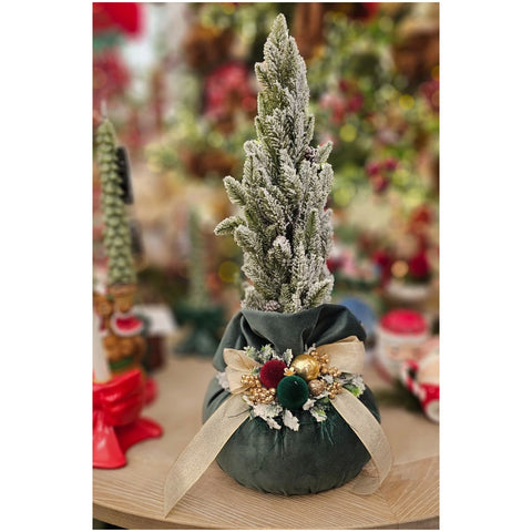 Sapin de Noël Lena's Flowers avec sac en velours vert 25xH50 cm