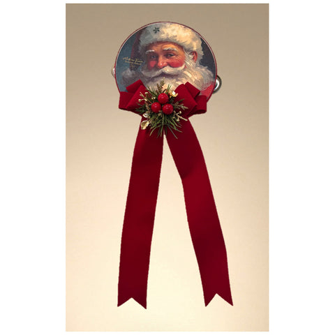 Madame Fioccò Tamburello Père Noël "Noël Ancien" avec ruban 3 variantes (1 unité)